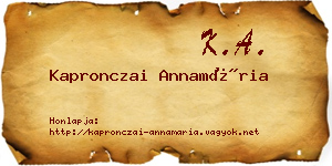 Kapronczai Annamária névjegykártya